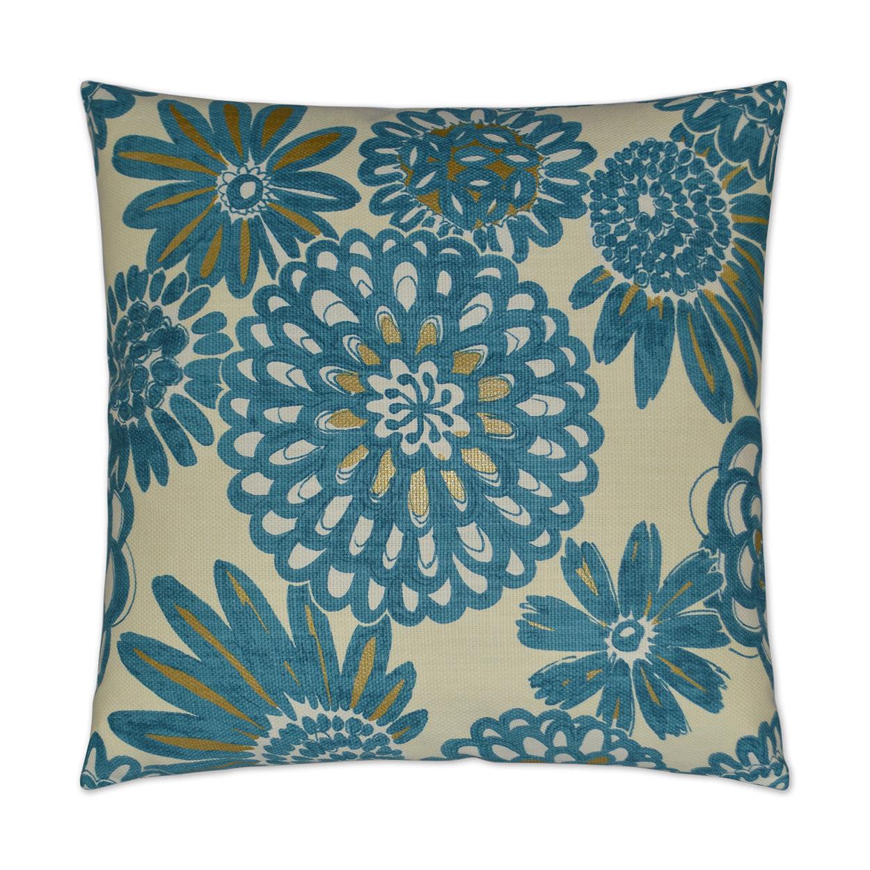 Flower Pops Pillow - Peacock-Throw Pillows-D.V. KAP-LOOMLAN