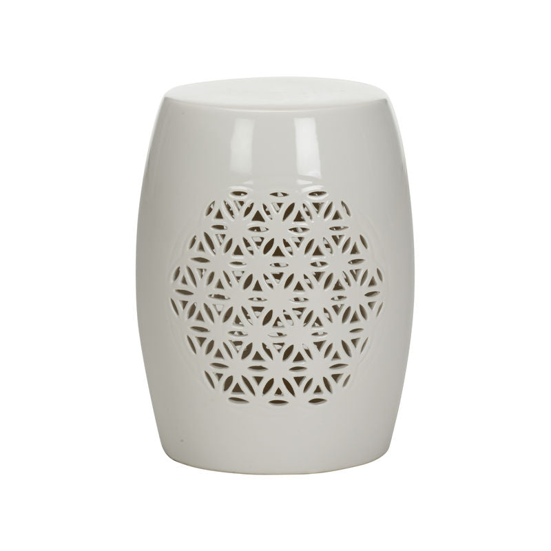 Chelsea House Flower of Life Porcelain Glazed Outdoor Garden Stool