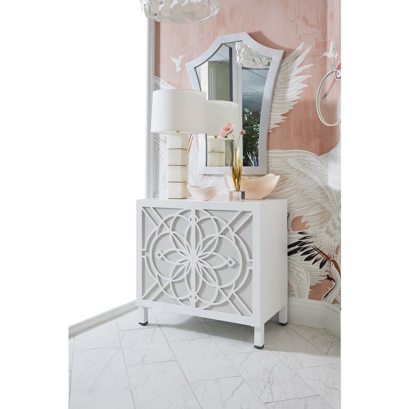 Flower of Life Wood Made White Cabinet-Accent Cabinets-Chelsea House-LOOMLAN