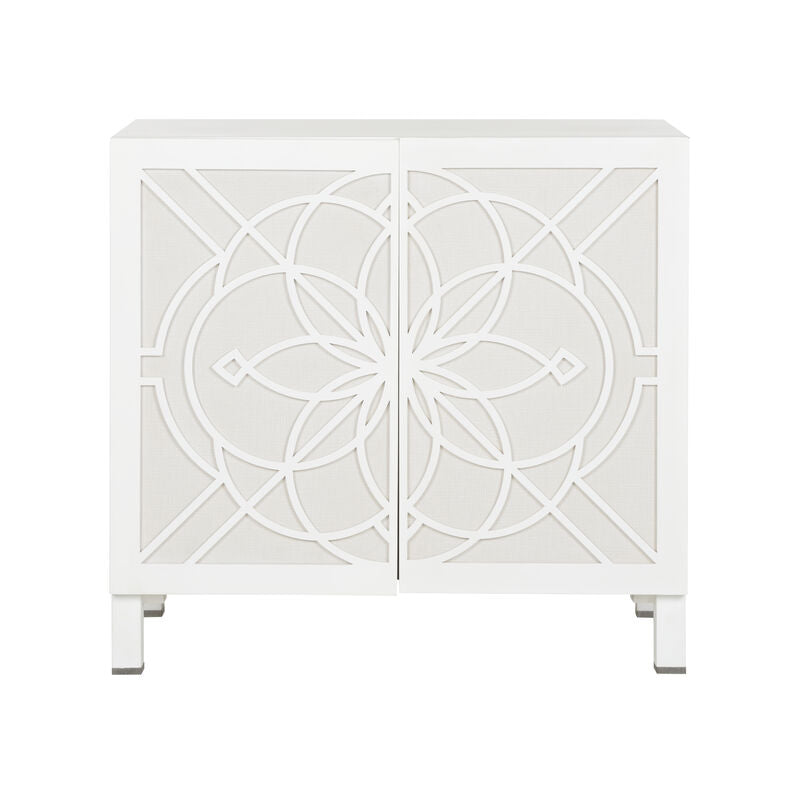 Flower of Life Wood Made White Cabinet-Accent Cabinets-Chelsea House-LOOMLAN