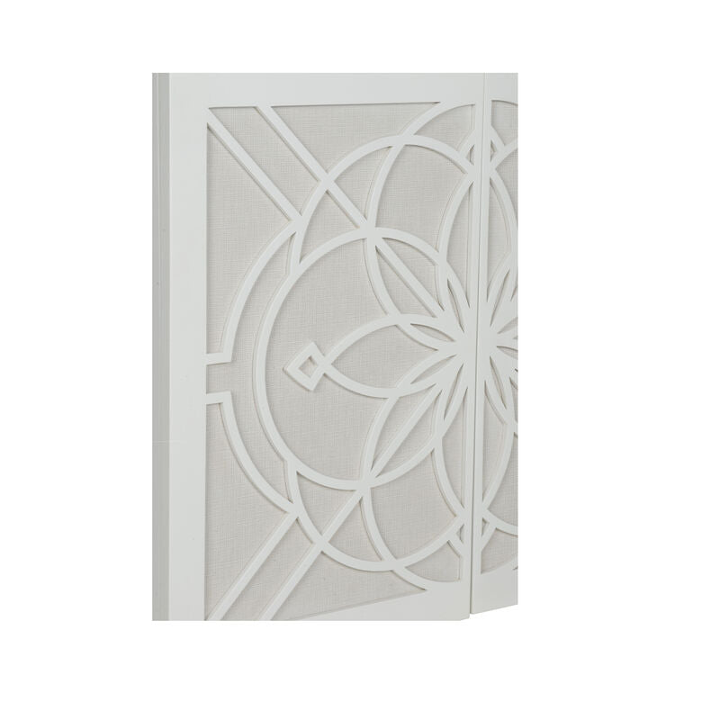 Flower of Life Wood Made White Cabinet-Accent Cabinets-Chelsea House-LOOMLAN