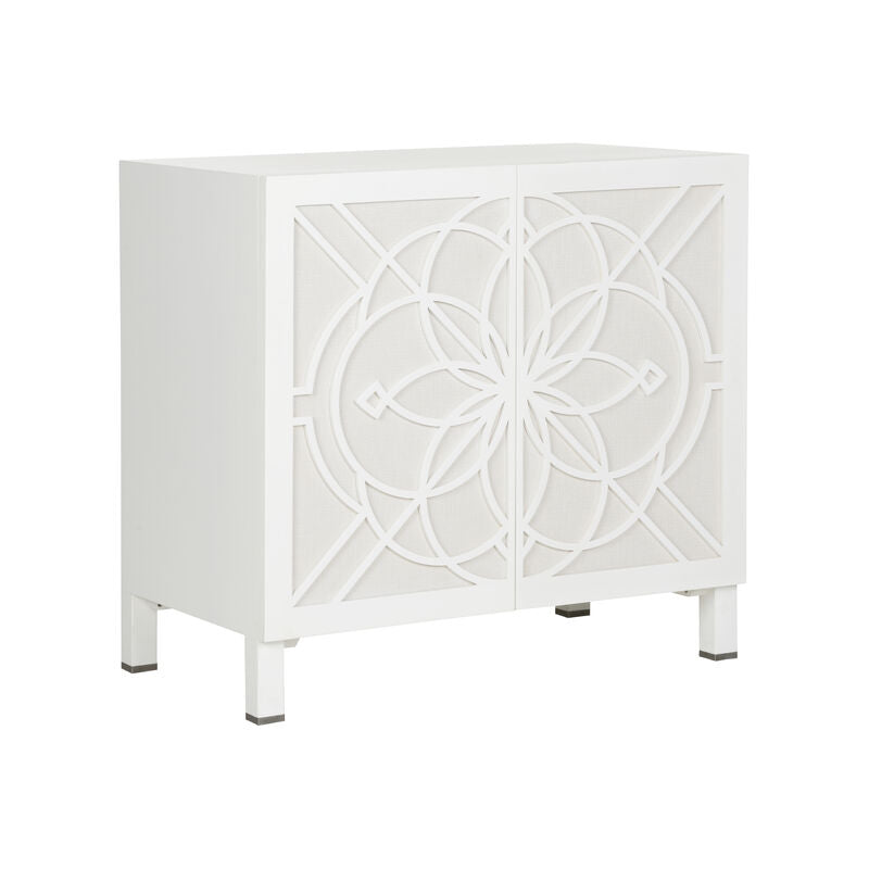 Flower of Life Wood Made White Cabinet-Accent Cabinets-Chelsea House-LOOMLAN