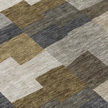 Flowing Harmony Brown Washable Indoor-Outdoor Rug