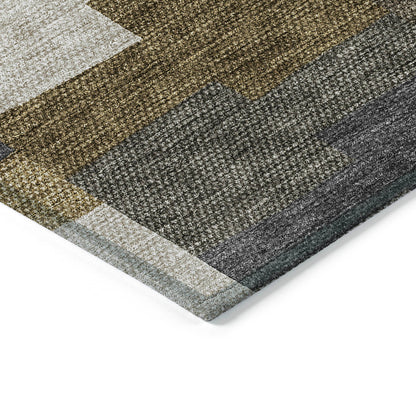 Flowing Harmony Brown Washable Indoor-Outdoor Rug