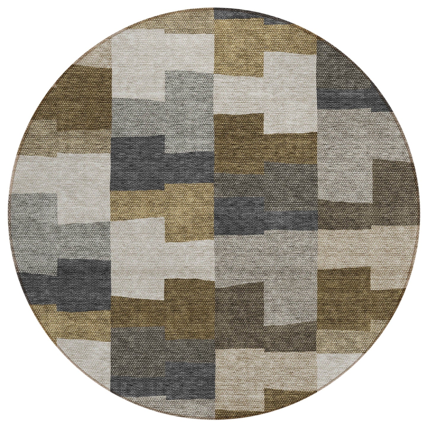 Flowing Harmony Brown Washable Indoor-Outdoor Rug