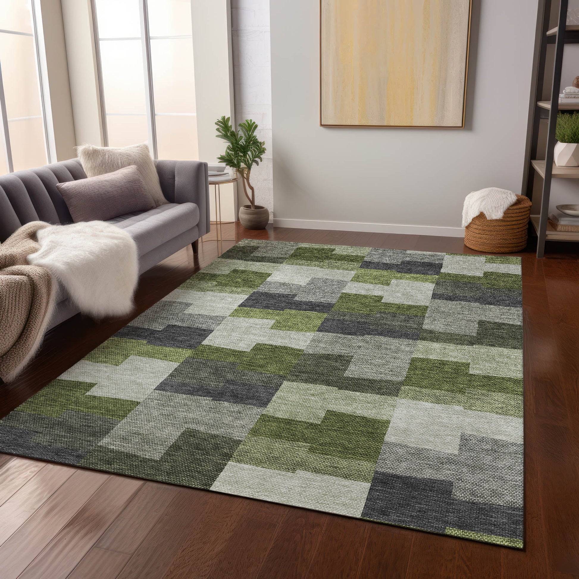 Addison Rugs Flowing Harmony Green Washable Indoor-Outdoor Rug