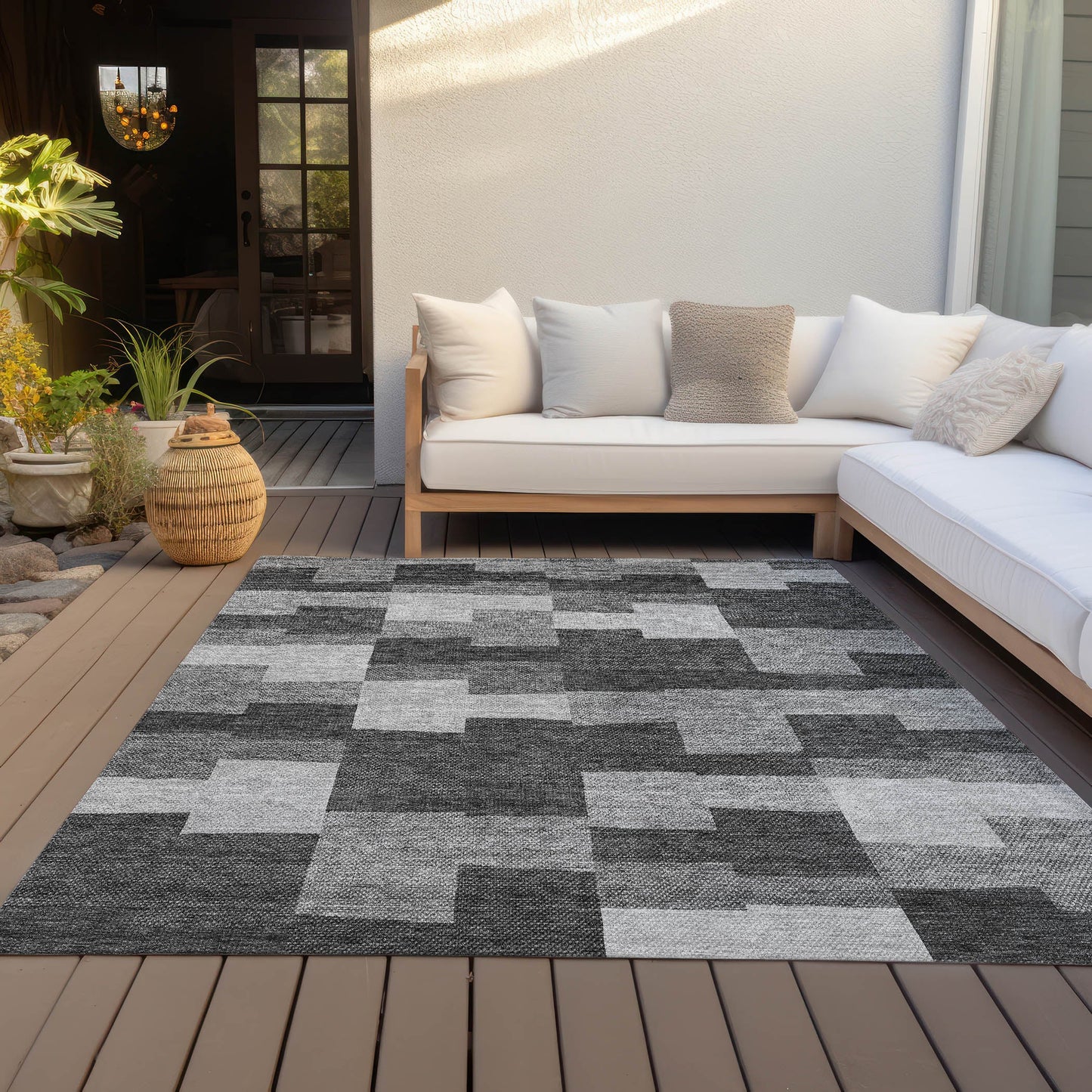 Addison Rugs Flowing Harmony Grey Washable Indoor-Outdoor Rug
