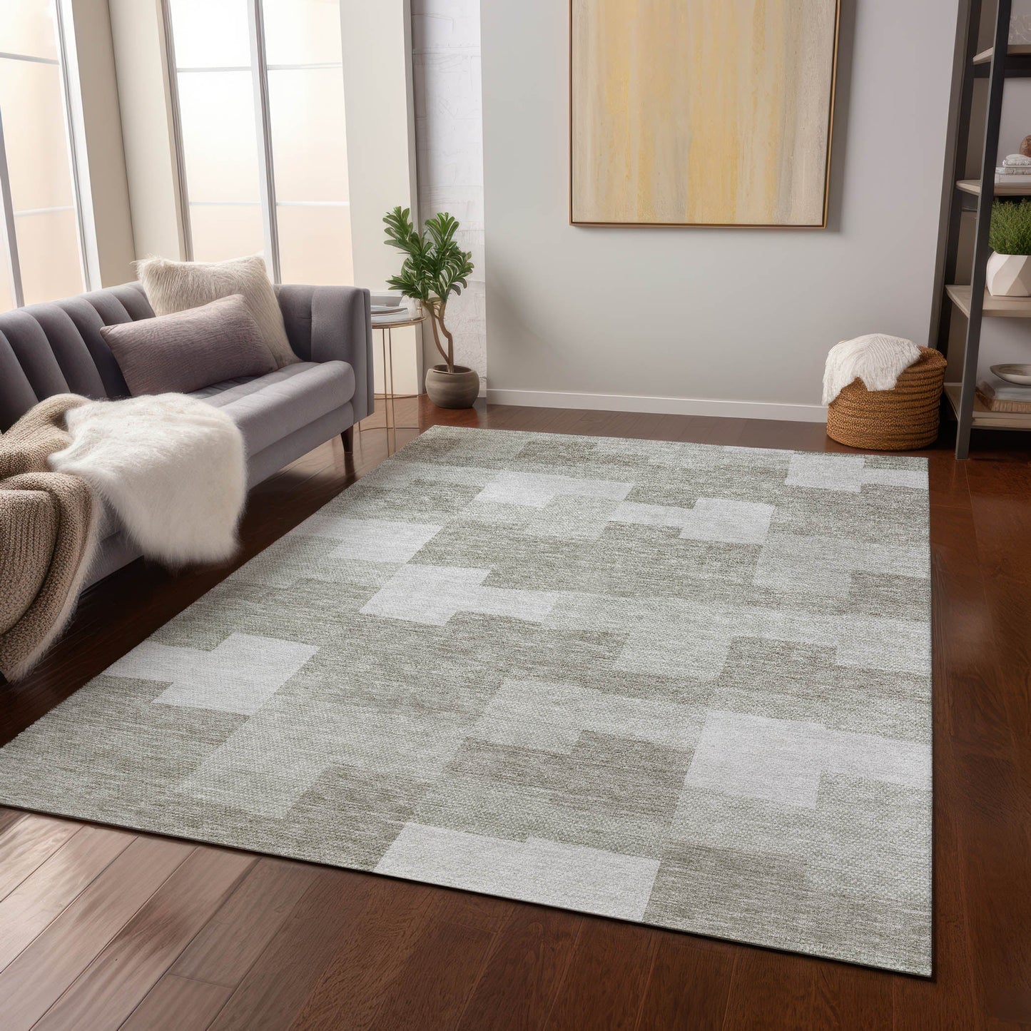 Addison Rugs Flowing Harmony Taupe Washable Indoor-Outdoor Rug