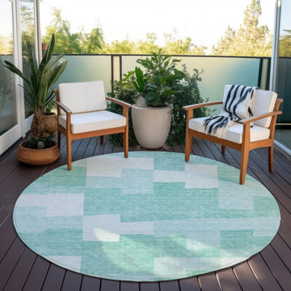 Addison Rugs Flowing Harmony Teal Washable Indoor-Outdoor Rug