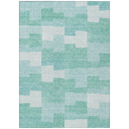 Addison Rugs Flowing Harmony Teal Washable Indoor-Outdoor Rug