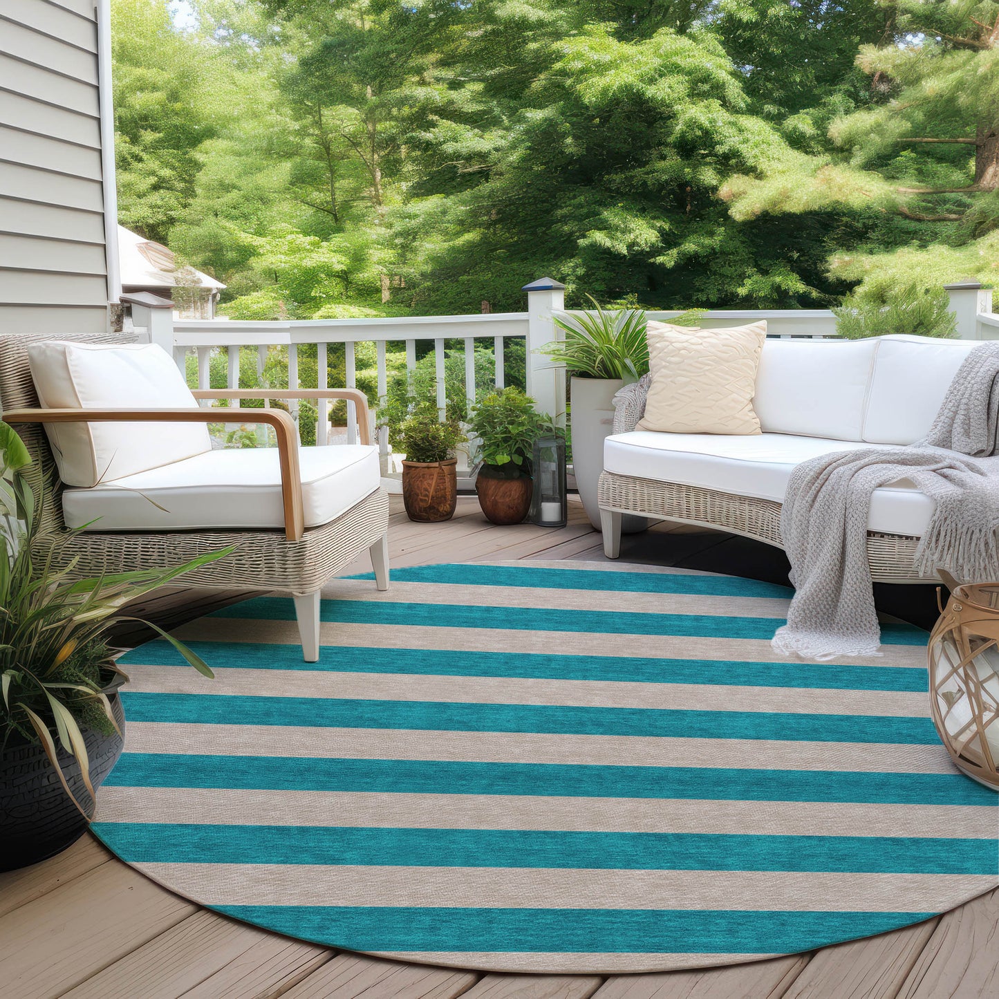 Addison Rugs Fluid Mirage Turquoise Washable Indoor-Outdoor Rug