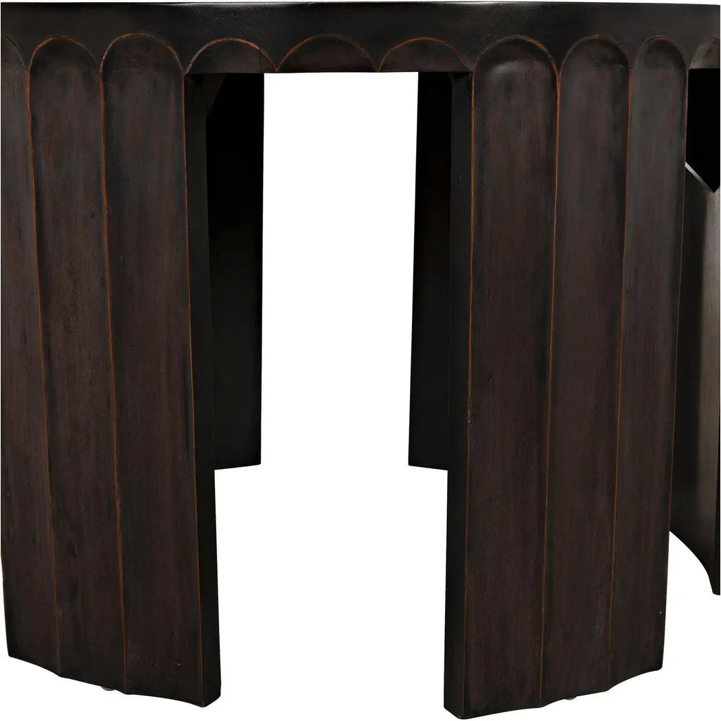Noir Fluted Side Table, Pale Light Brown Trim