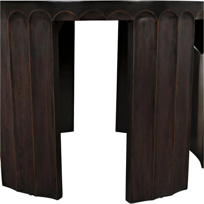 Noir Fluted Side Table, Pale Light Brown Trim