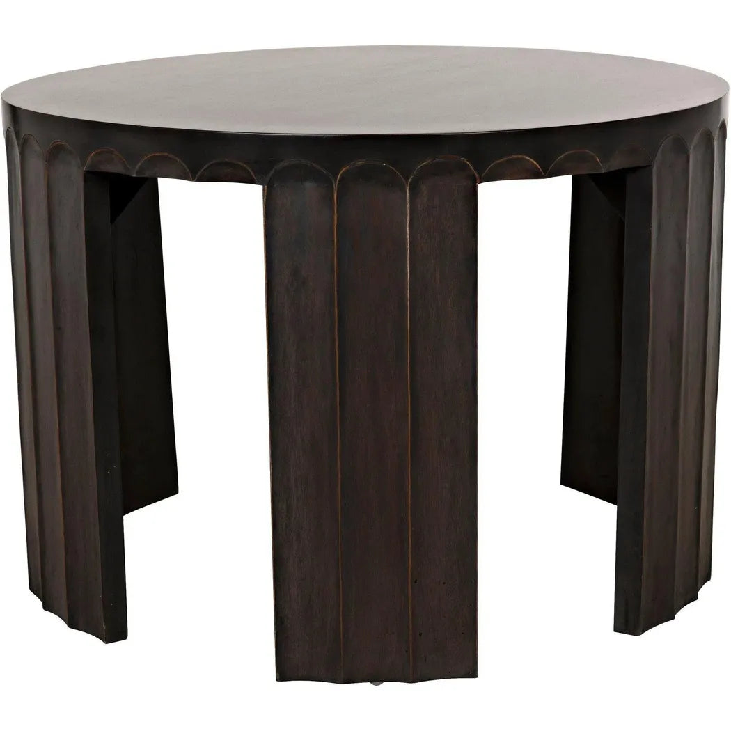 Noir Fluted Side Table, Pale Light Brown Trim