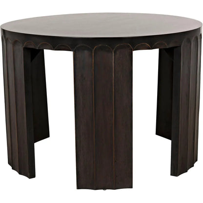 Noir Fluted Side Table, Pale Light Brown Trim