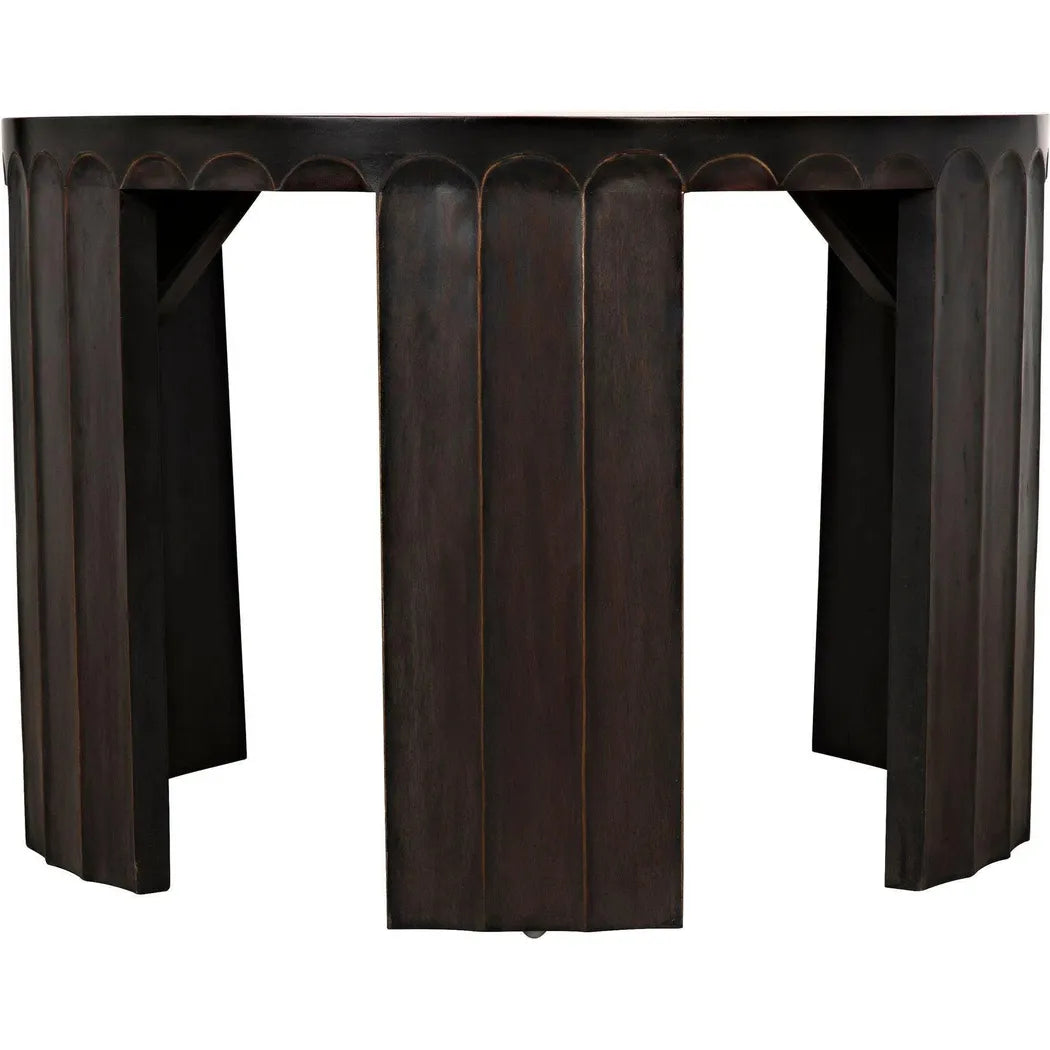 Noir Fluted Side Table, Pale Light Brown Trim
