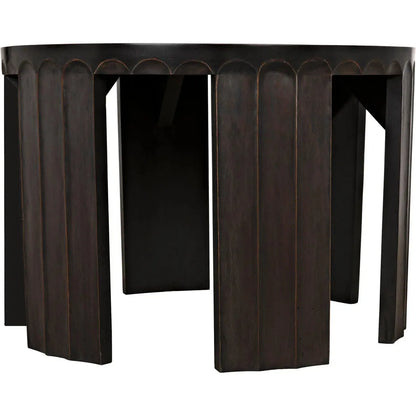 Noir Fluted Side Table, Pale Light Brown Trim