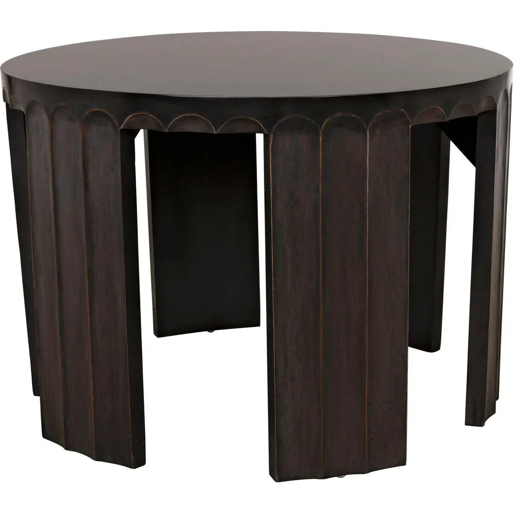 Noir Fluted Side Table, Pale Light Brown Trim