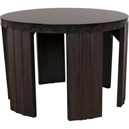 Noir Fluted Side Table, Pale Light Brown Trim