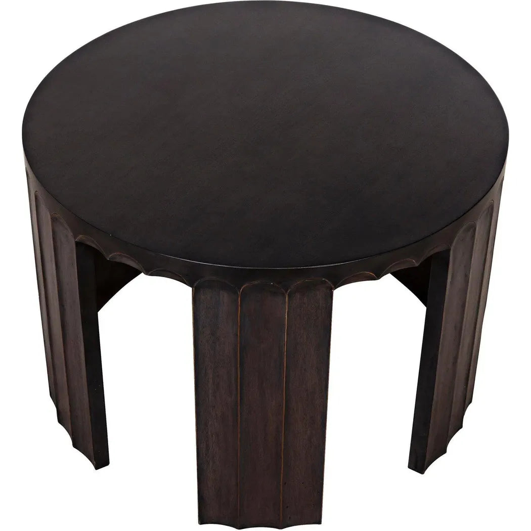 Noir Fluted Side Table, Pale Light Brown Trim