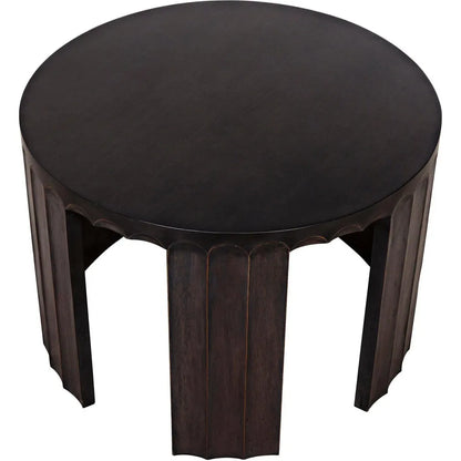 Noir Fluted Side Table, Pale Light Brown Trim