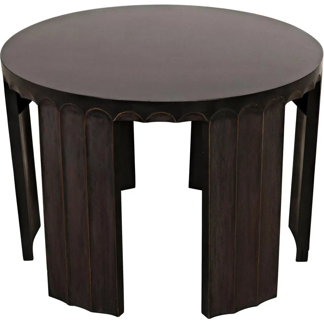 Noir Fluted Side Table, Pale Light Brown Trim