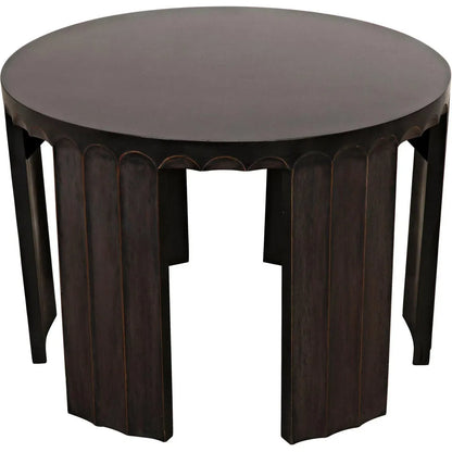 Noir Fluted Side Table, Pale Light Brown Trim
