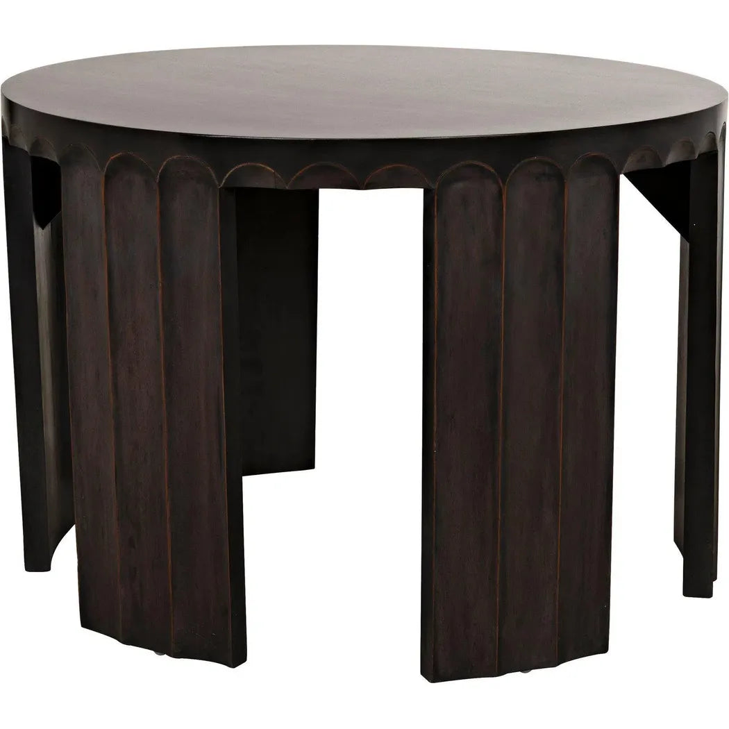 Noir Fluted Side Table, Pale Light Brown Trim