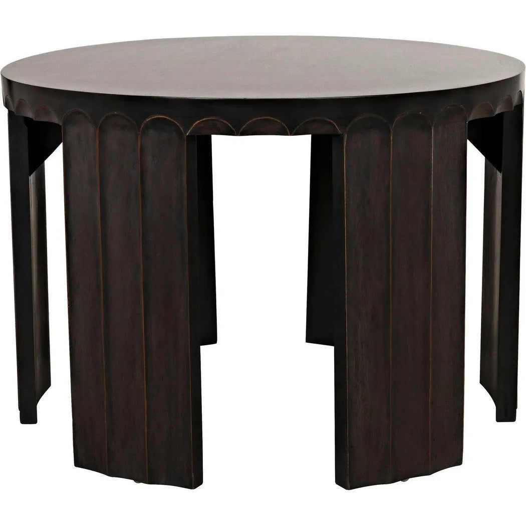 Noir Fluted Side Table, Pale Light Brown Trim