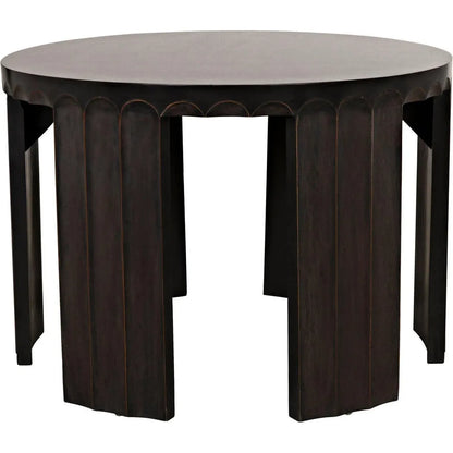 Noir Fluted Side Table, Pale Light Brown Trim