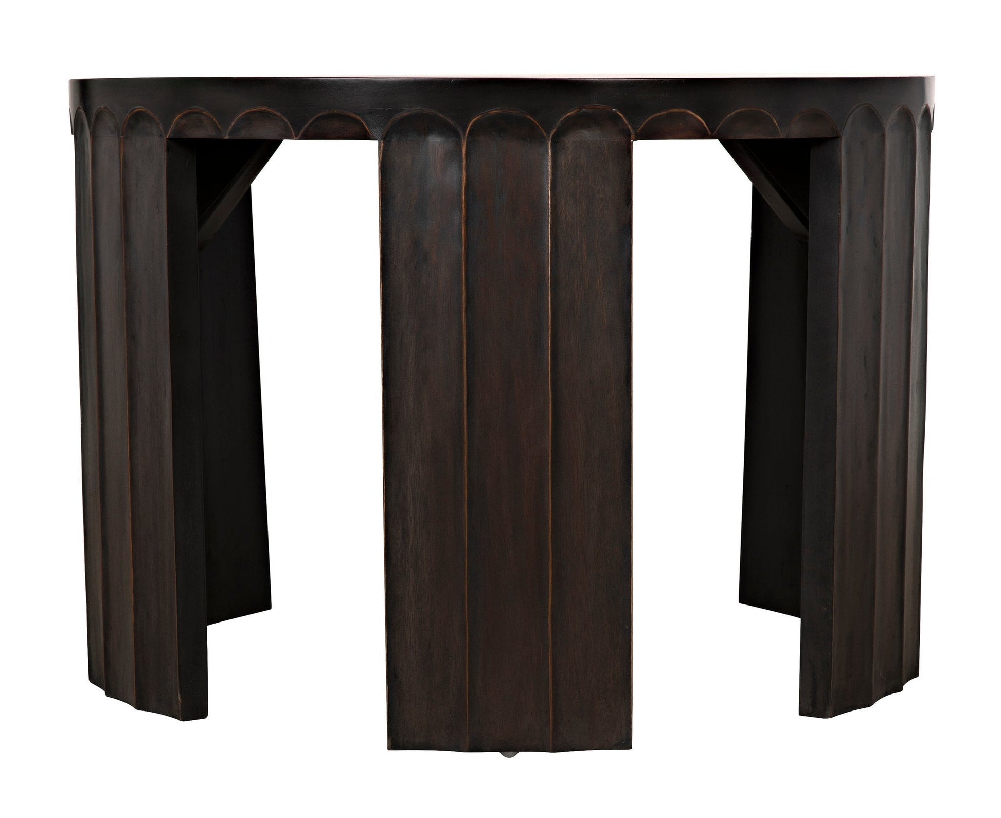 Fluted Side Table, Pale with Light Brown Trim-Side Tables-Noir-Sideboards and Things