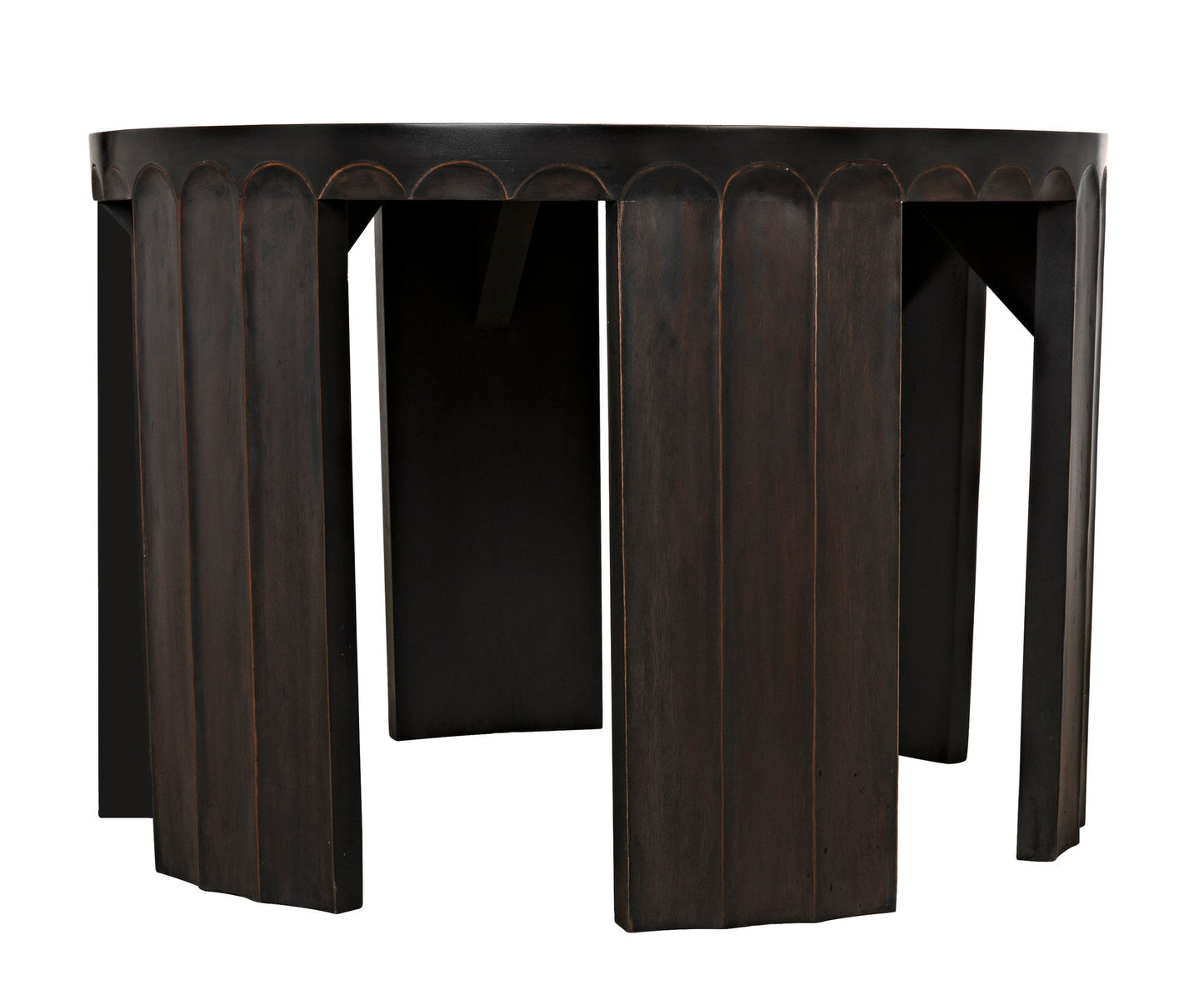 Fluted Side Table, Pale with Light Brown Trim-Side Tables-Noir-Sideboards and Things