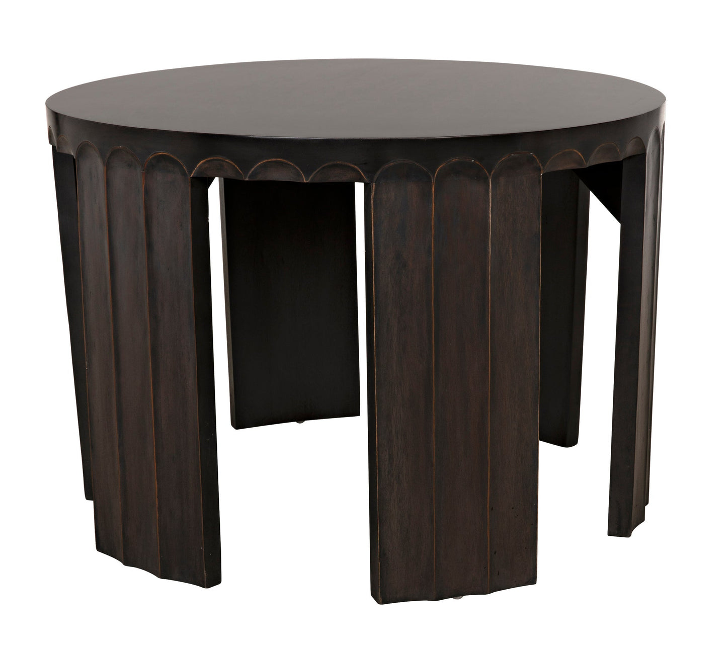 Fluted Side Table, Pale with Light Brown Trim-Side Tables-Noir-Sideboards and Things