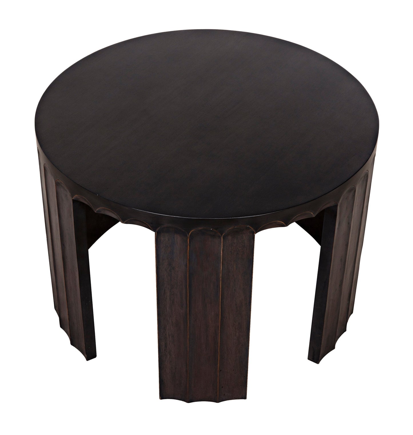 Fluted Side Table, Pale with Light Brown Trim-Side Tables-Noir-Sideboards and Things