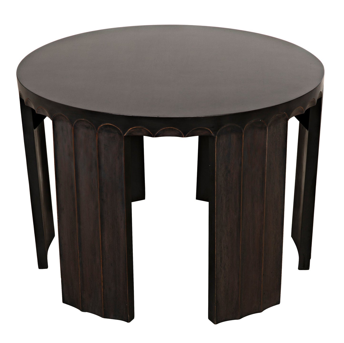 Fluted Side Table, Pale with Light Brown Trim-Side Tables-Noir-Sideboards and Things