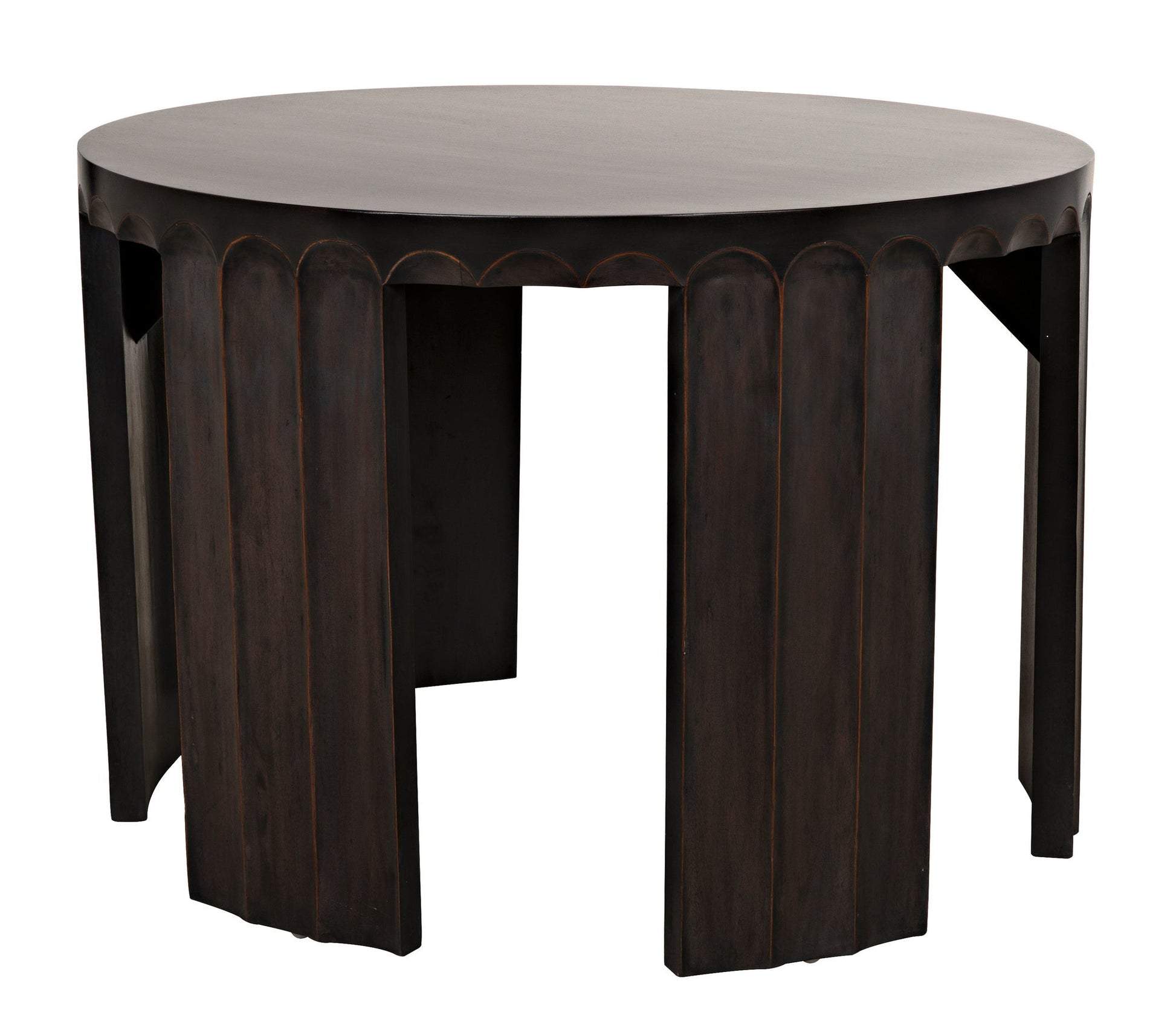 Fluted Side Table, Pale with Light Brown Trim-Side Tables-Noir-Sideboards and Things