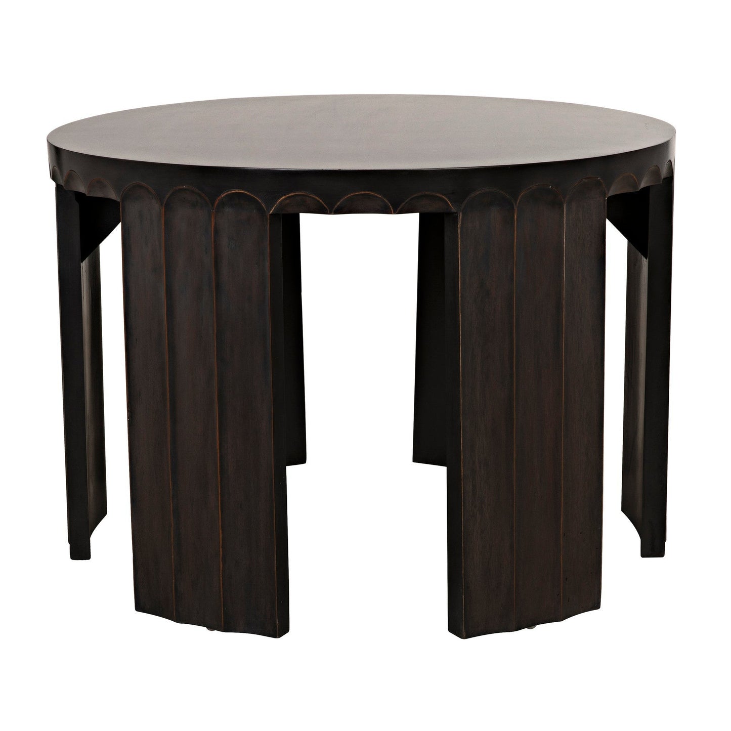 Fluted Side Table, Pale with Light Brown Trim-Side Tables-Noir-Sideboards and Things