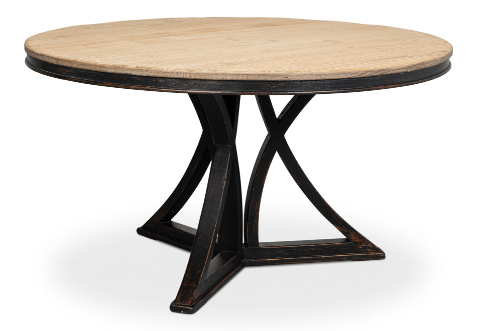 Flying Buttress Dining Table Antique Black-Dining Tables-Sarreid-LOOMLAN