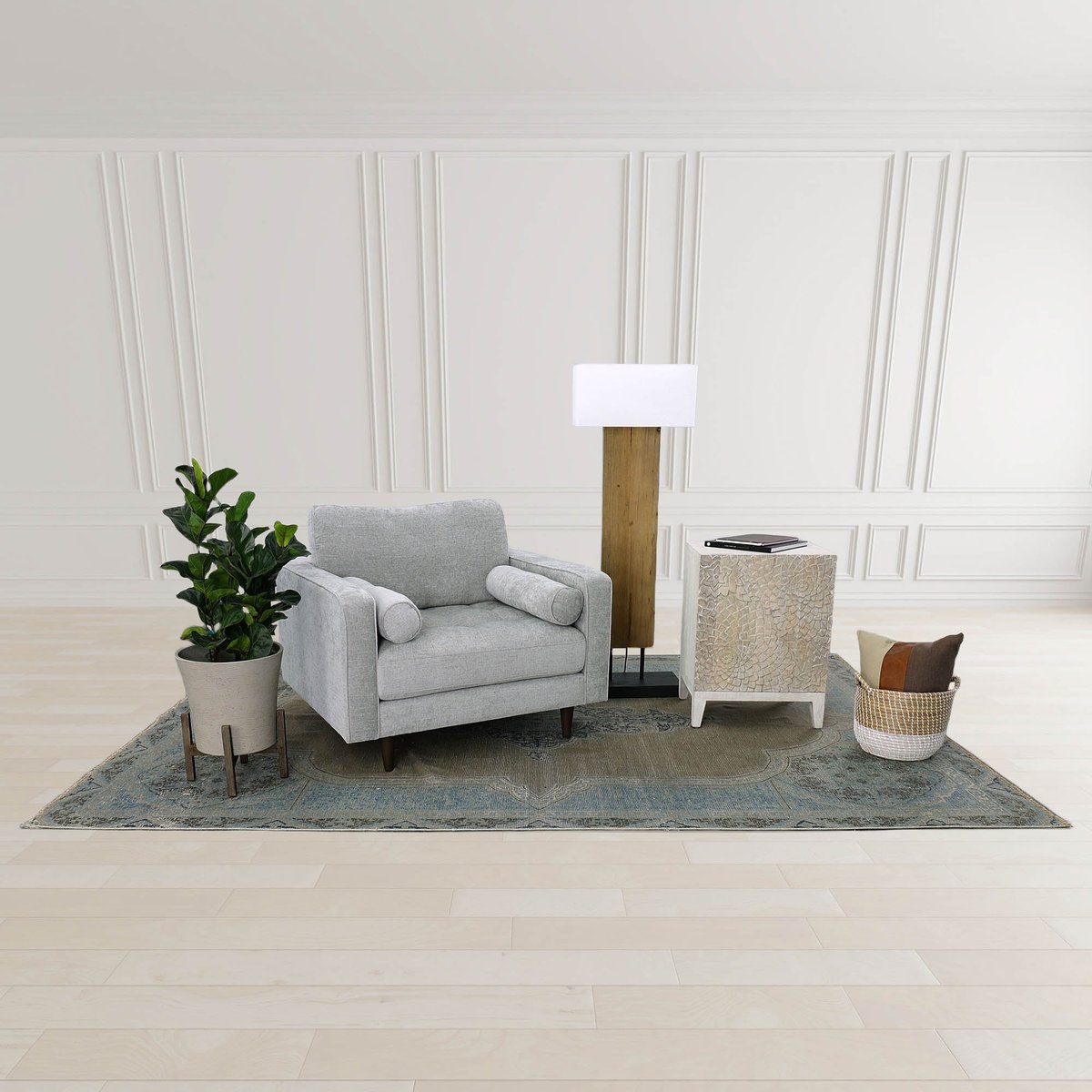 LH Home Fonte Wooden Standing Floor Lamp