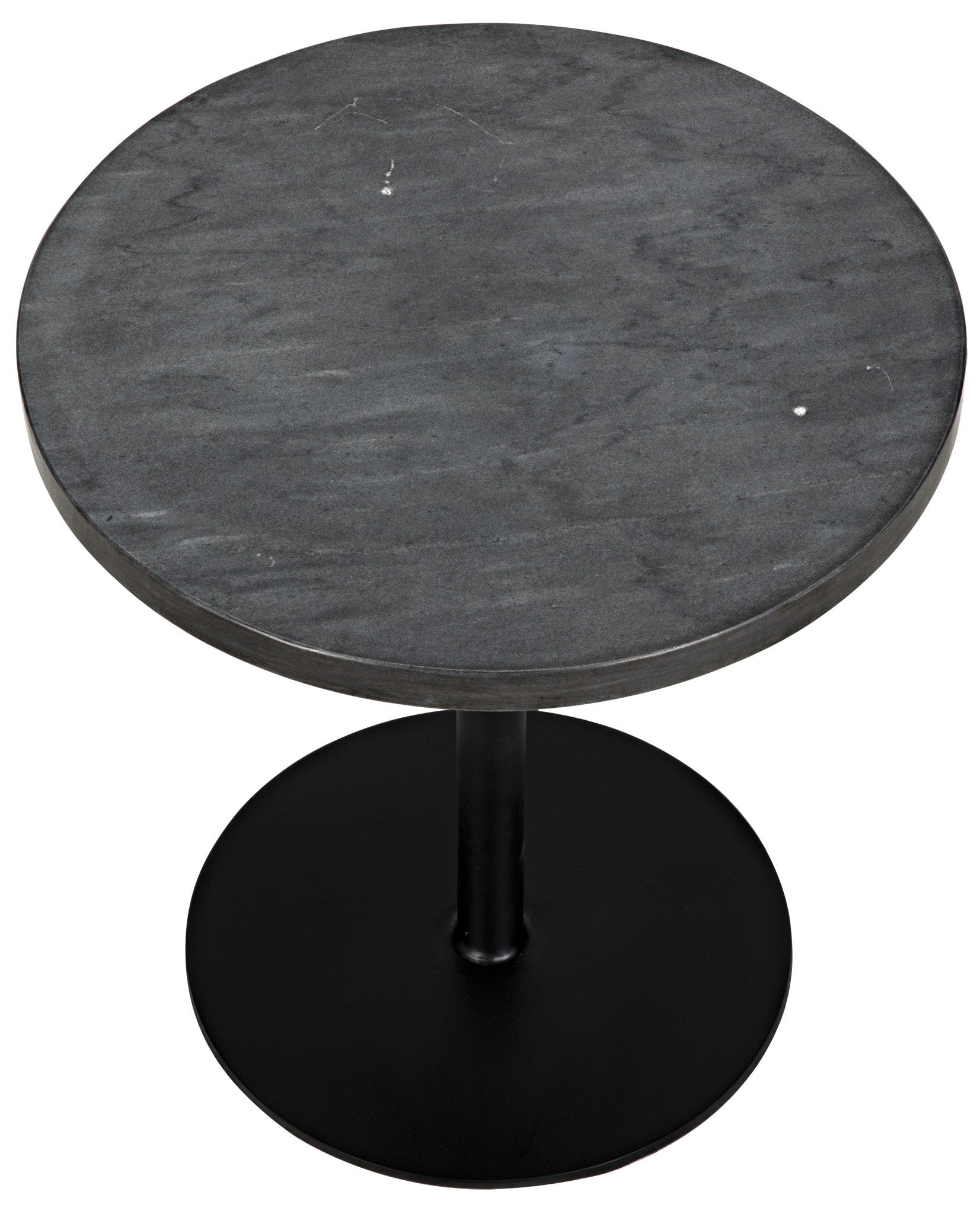 Ford Steel and Marble Low Round Side Table-Side Tables-Noir-Sideboards and Things