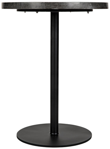 Ford Steel and Marble Tall Round Side Table-Side Tables-Noir-Sideboards and Things