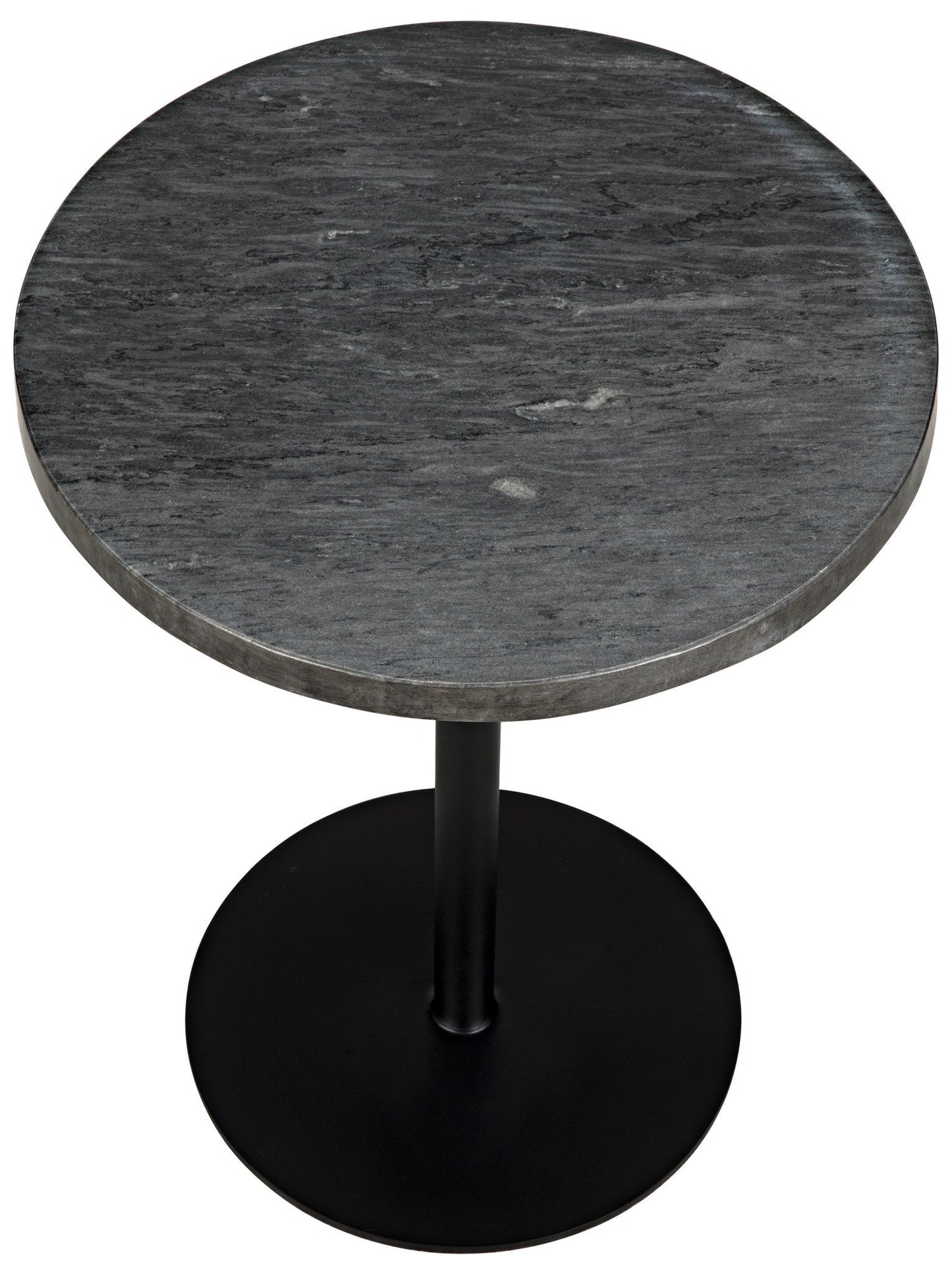 Ford Steel and Marble Tall Round Side Table-Side Tables-Noir-Sideboards and Things