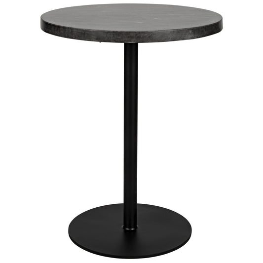 Ford Steel and Marble Tall Round Side Table-Side Tables-Noir-Sideboards and Things