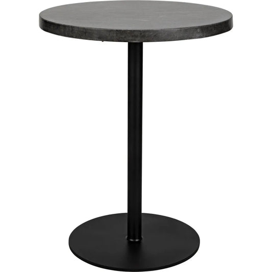 Noir Ford  Steel and Marble Tall Round Side Table
