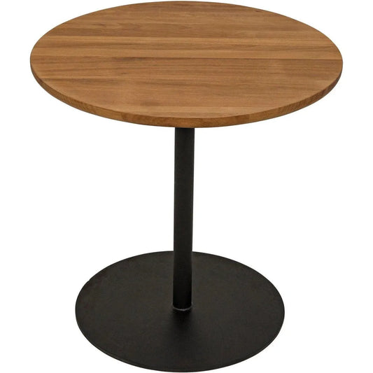 Noir Ford Teak Wooda & Steel Base Small Round Side Table