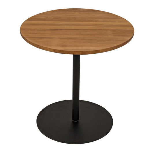 Ford Teak Wooda and Steel Base Small Round Side Table-Side Tables-Noir-Sideboards and Things