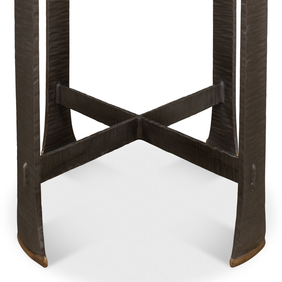 Forged Slats Side Table Grey Moleskin Finish-Side Tables-Sarreid-LOOMLAN