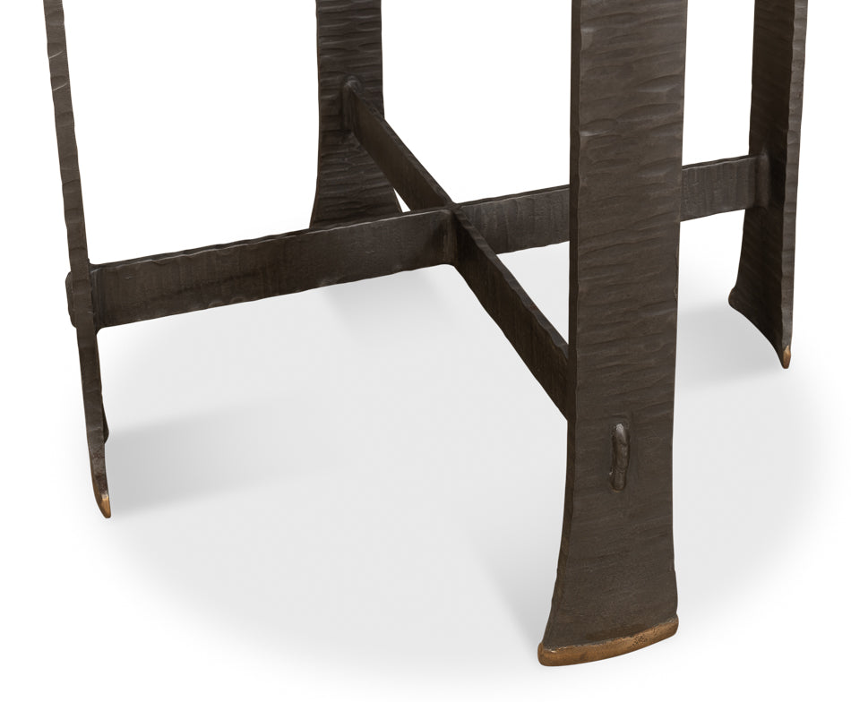 Forged Slats Side Table Grey Moleskin Finish-Side Tables-Sarreid-LOOMLAN