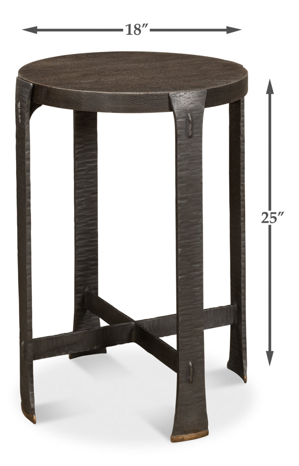 Forged Slats Side Table Grey Moleskin Finish-Side Tables-Sarreid-LOOMLAN