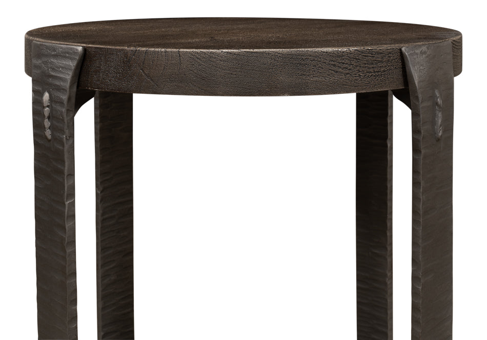 Forged Slats Side Table Grey Moleskin Finish-Side Tables-Sarreid-LOOMLAN